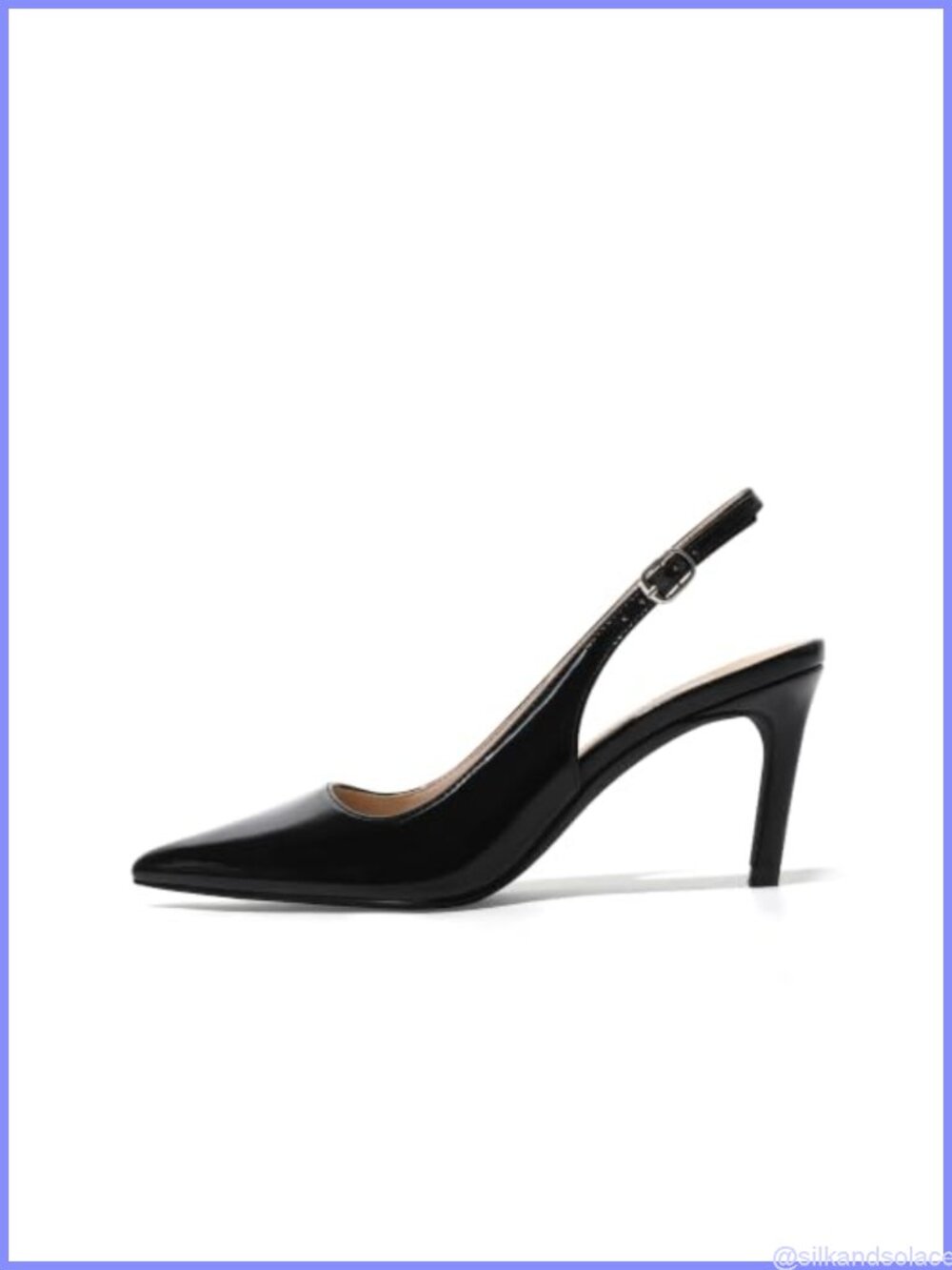 Slingback Heels Pointed Toe Stiletto Pumps Adjustable Strap